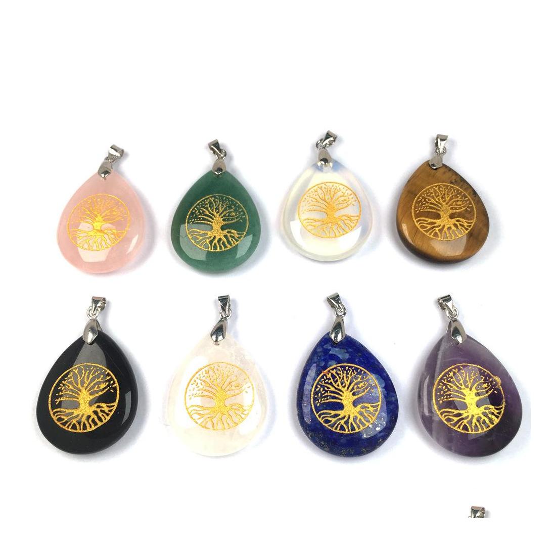 Pendant Necklaces Chakra Reiki Healing Semiprecious Stone Waterdrop Gold Tree Of Life Pattern Charms Amet Crystal Meditation For Men Dhfzo
Pendant Necklaces Chakra Reiki Healing Semiprecious Stone Waterdrop Gold Tree Of Life Pattern Charms Amet Crystal Meditation For Men Dhfzo