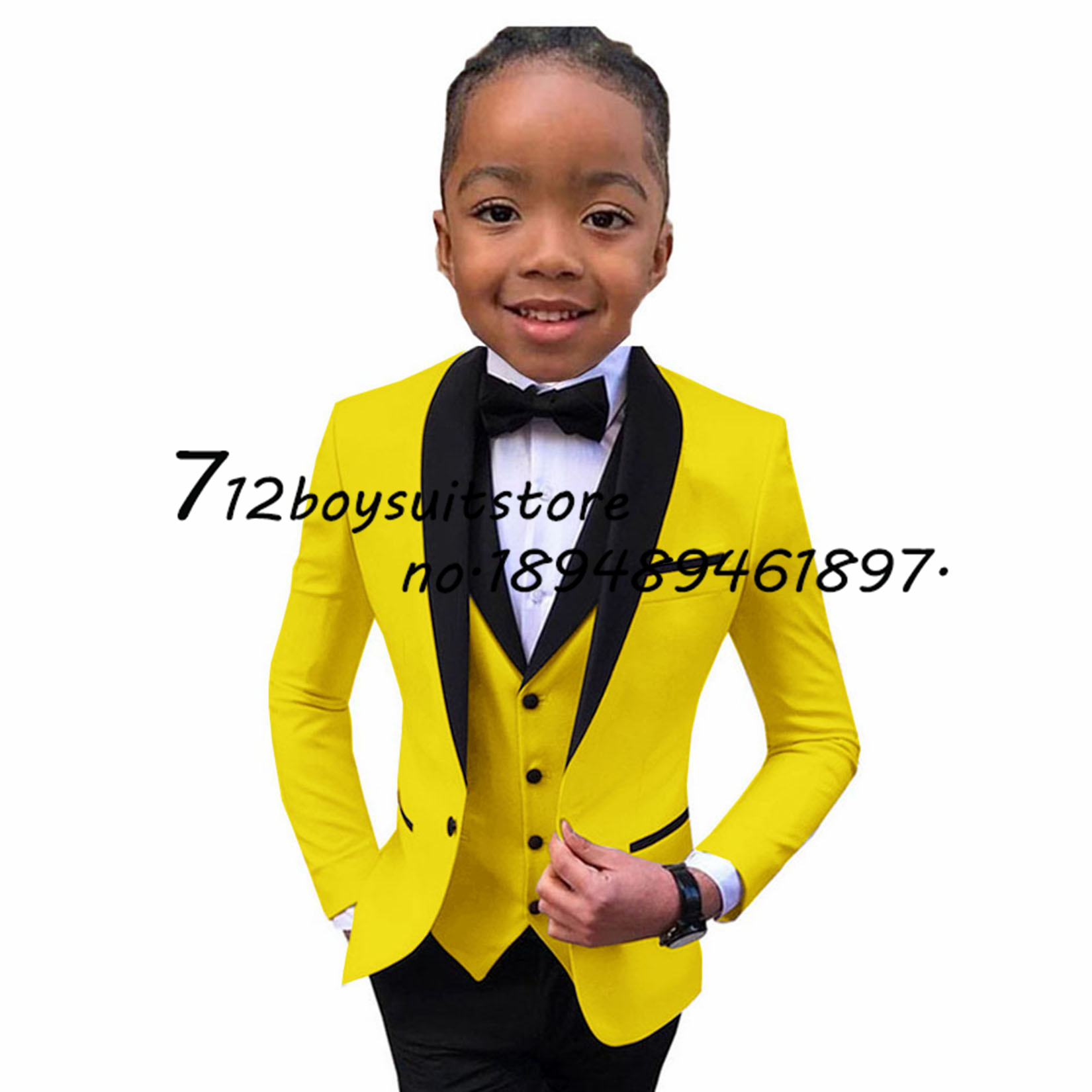 Formal Boys Suit 3 Pieces Wedding Tuxedo Kids Jacket Pants Vest Set Fashion Blazer Child Slim Fit Complete Clothes