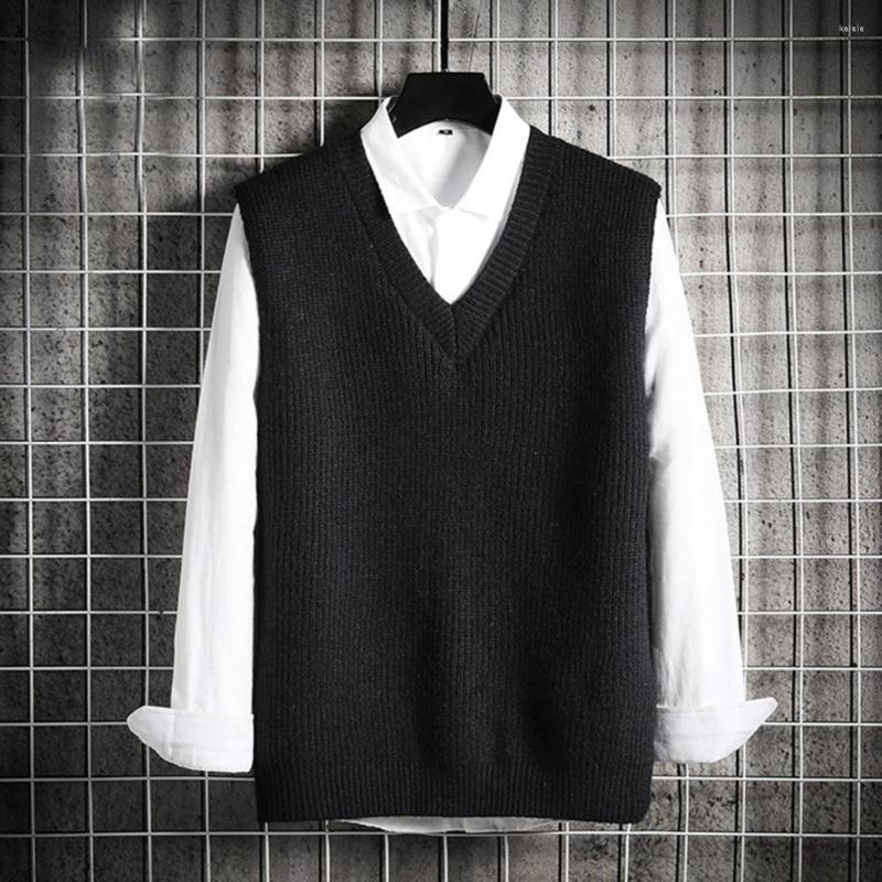 Men's Sweaters Stylish Korean Style Autumn Sweater Vest Spring Soft Thermal, Black