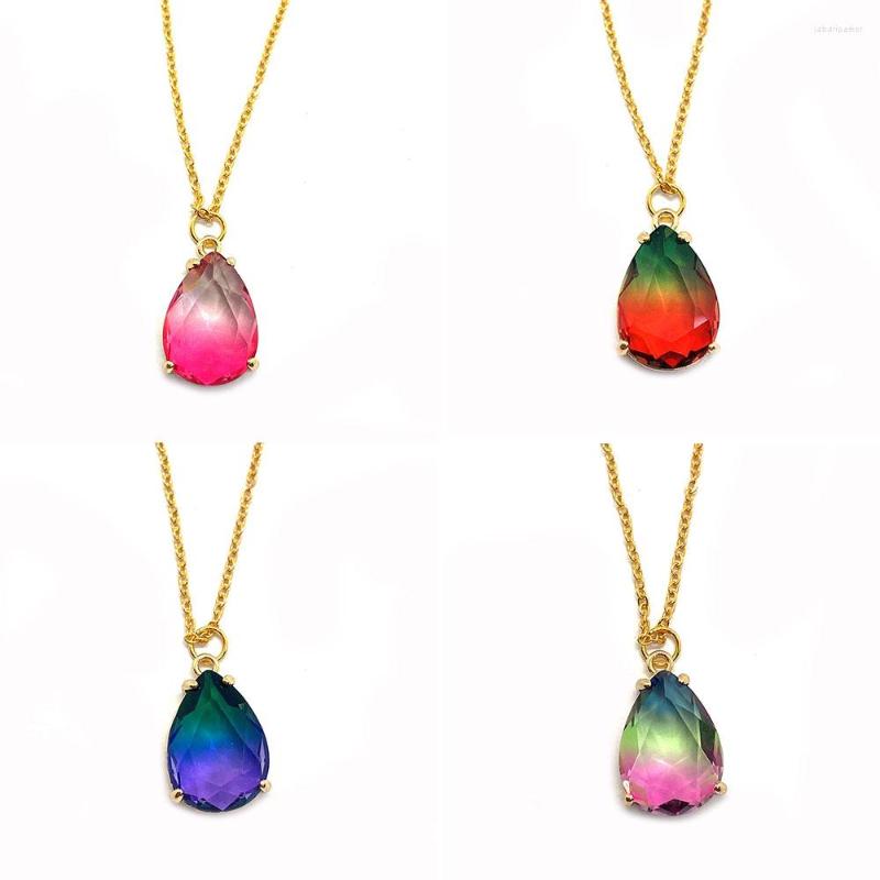Pendant Necklaces Natural Stone Crystal Necklace Lady Color Gradient Drop Shape Clavicle Metal Chain Simple Jewelry
Pendant Necklaces Natural Stone Crystal Necklace Lady Color Gradient Drop Shape Clavicle Metal Chain Simple Jewelry