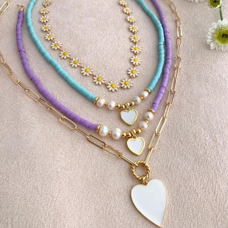 Pendant Necklaces KKBEAD Ins Fashion Heart Necklace Choker Jewelry Polymer Clay Beads For Women Gifts Flower Daisy Jewellery
Pendant Necklaces KKBEAD Ins Fashion Heart Necklace Choker Jewelry Polymer Clay Beads For Women Gifts Flower Daisy Jewellery