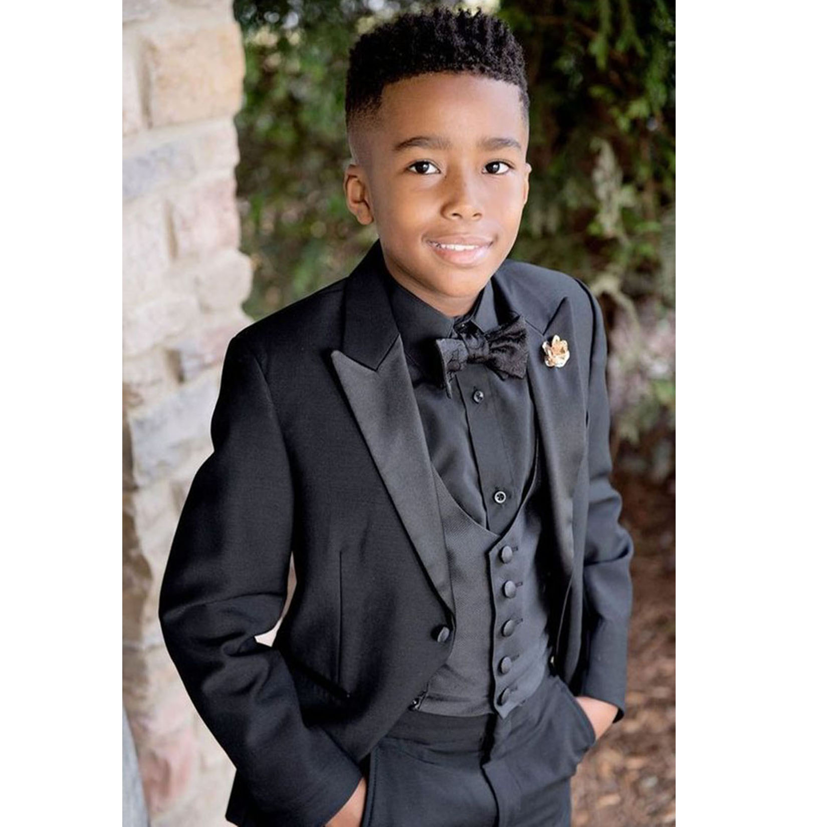 Boys Suit Wedding Jacket Pants Vest Three-piece Set Kids Shawl Collar Blazer 3-16 Years Old Custom Outfit