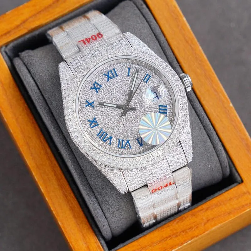 Full Diamond watch 40mm automatic mechanical watch Stainless steel 904L silver strap business watch waterproof, Customize
Full Diamond watch 40mm automatic mechanical watch Stainless steel 904L silver strap business watch waterproof, Customize