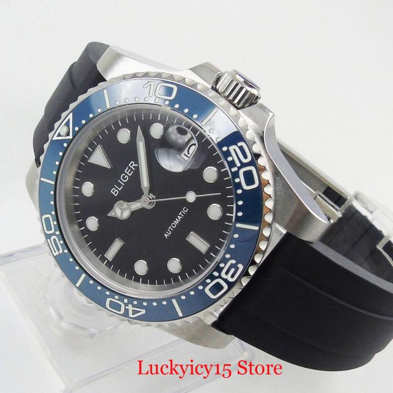 Wristwatches 40mm Mechanical MIYOTA Movement Date Window Ceramic Bezel Automatic Watch Rubber Strap, Logo mingzhu 2813
Wristwatches 40mm Mechanical MIYOTA Movement Date Window Ceramic Bezel Automatic Watch Rubber Strap, Logo mingzhu 2813