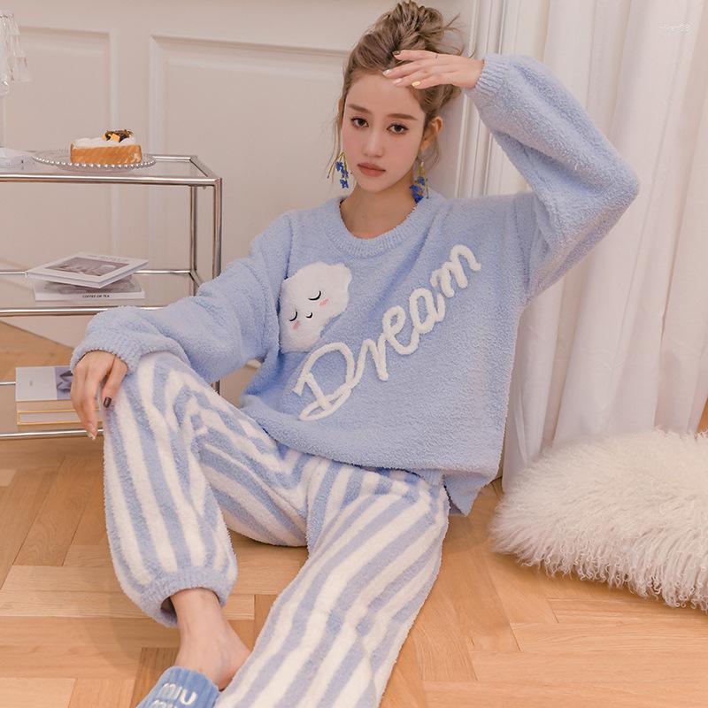 Women's Sleepwear Woman Girl Pajamas Wniter Long-sleeved Cute Clouds Suit Half Velvet Fashion INS Pajama Set 42kg-70kg, Blue
Women's Sleepwear Woman Girl Pajamas Wniter Long-sleeved Cute Clouds Suit Half Velvet Fashion INS Pajama Set 42kg-70kg, Blue