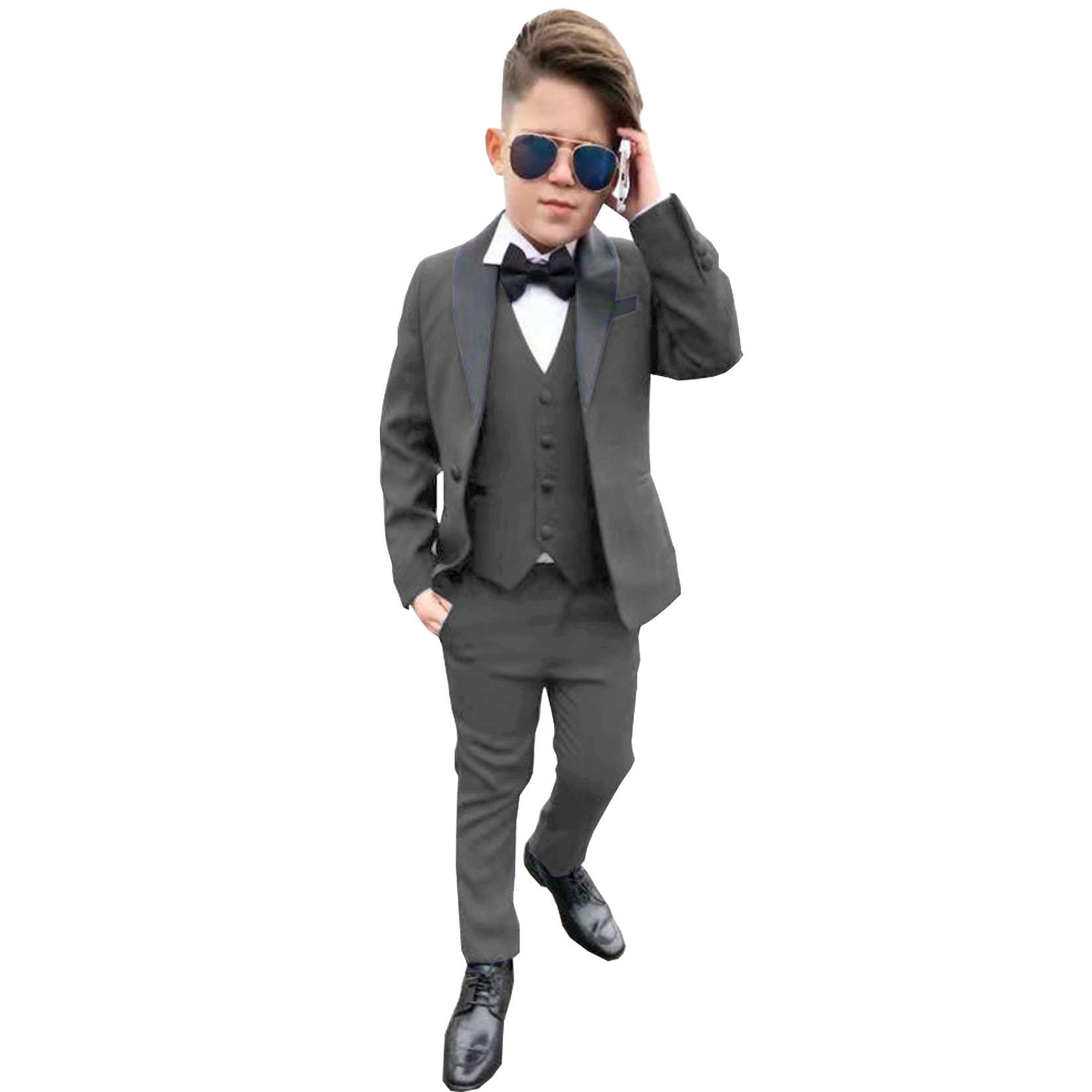 Fashion Boy Suit Formal Wedding Tuxedo Jacket Pants Vest 3 Pieces Set Kids Clothes Party Child Blazer
