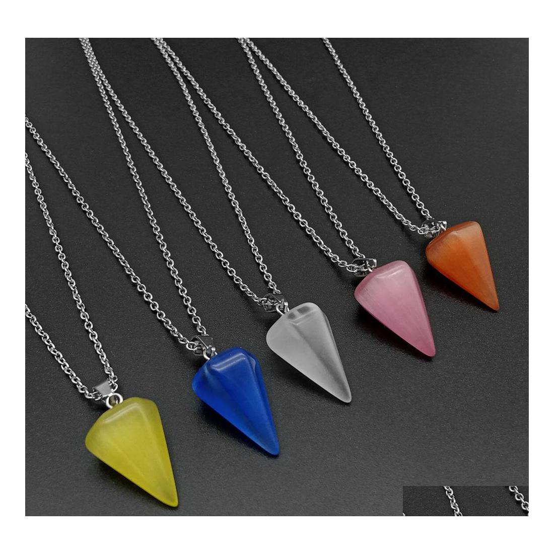 Pendant Necklaces Cone Cats Eye Opal Crystal Pendum Necklace Chakra Healing Jewelry For Women Carshop2006 Drop Delivery Pendants Dhtjp
Pendant Necklaces Cone Cats Eye Opal Crystal Pendum Necklace Chakra Healing Jewelry For Women Carshop2006 Drop Delivery Pendants Dhtjp