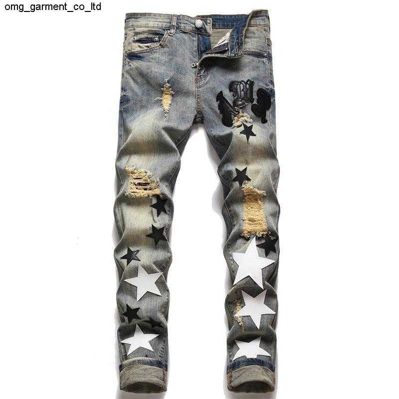 casual small men's amirly holes trend elastic men's four seasons versatile designer fashion brand jeans with pants, Indigo
casual small men's amirly holes trend elastic men's four seasons versatile designer fashion brand jeans with pants, Indigo