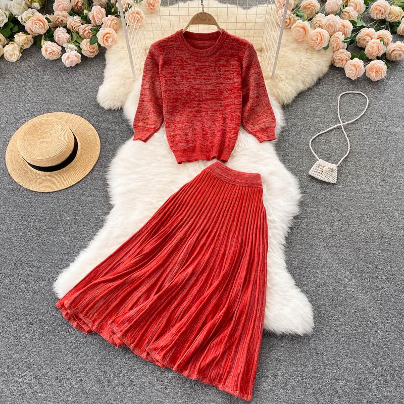 Work Dresses Long Sleeve O Neck Slim Short Tops High Waist A-line Pleated Skirts Two Piece Suits Women Autumn Korean Knitted Set, Blue
Work Dresses Long Sleeve O Neck Slim Short Tops High Waist A-line Pleated Skirts Two Piece Suits Women Autumn Korean Knitted Set, Blue