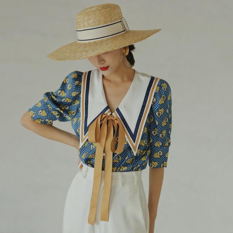 Women' Blouses & Shirts Vintage Blouse Summer Top Blue Puff Sleeve White Collar Shirt Women Loose Designer Ladies Tie Korean Fashion Clothi, Picture shown
Women' Blouses & Shirts Vintage Blouse Summer Top Blue Puff Sleeve White Collar Shirt Women Loose Designer Ladies Tie Korean Fashion Clothi, Picture shown