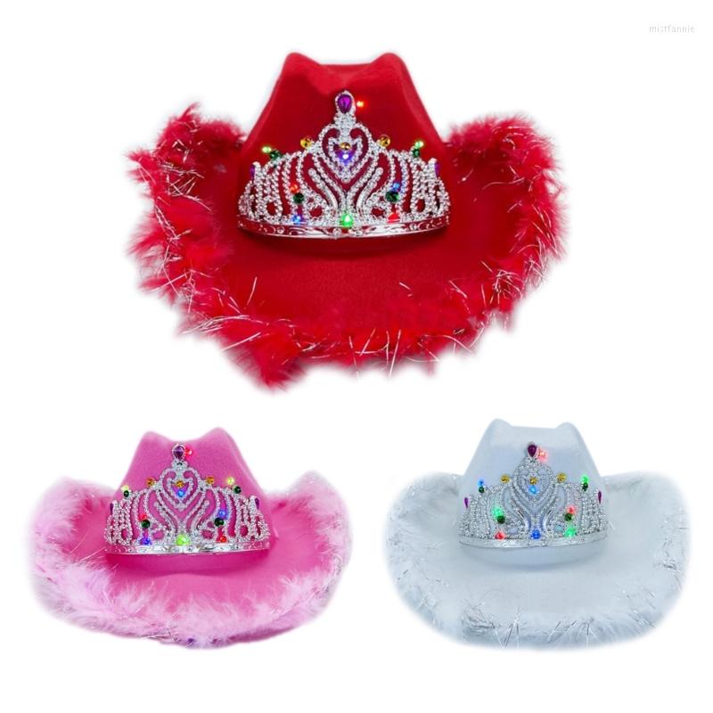 Berets Rhinestone Crown Cowboy Hat Western Style Led Light Brim Fedora Felt Jazz Accessory Wedding Party D14 22 Drop, Pink
Berets Rhinestone Crown Cowboy Hat Western Style Led Light Brim Fedora Felt Jazz Accessory Wedding Party D14 22 Drop, Pink
