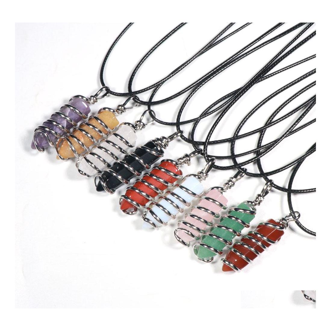 Pendant Necklaces Natural Gem Stone Necklace Opal Crystal Quartz Hexagonal Single Point Reiki Chakra Charm Pendum Diy Jewelry Making Dhlh4
Pendant Necklaces Natural Gem Stone Necklace Opal Crystal Quartz Hexagonal Single Point Reiki Chakra Charm Pendum Diy Jewelry Making Dhlh4