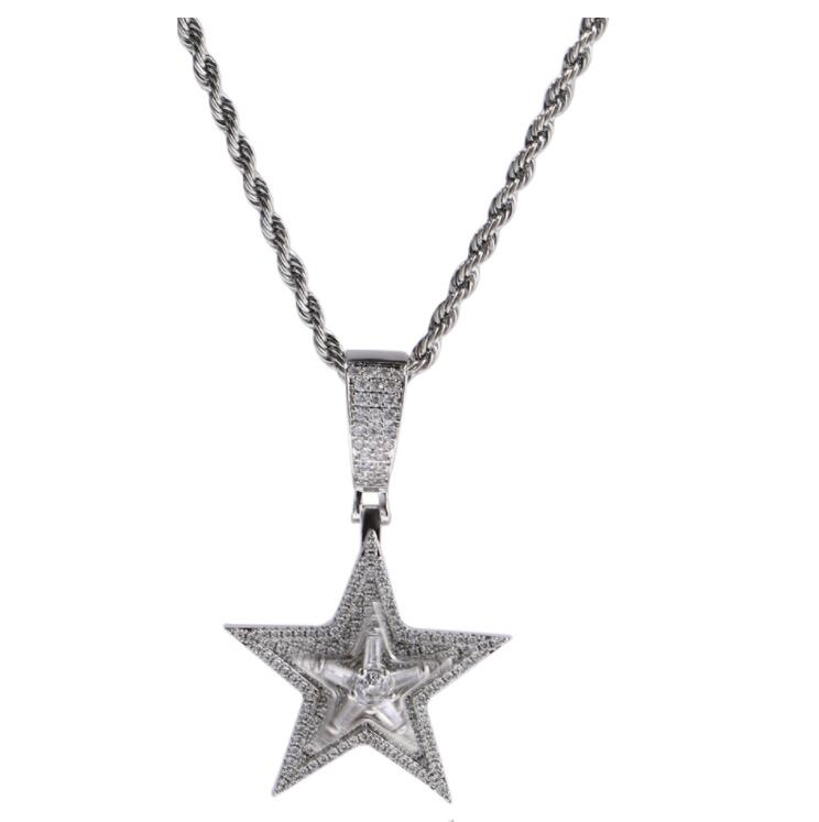 Hip Hop Necklaces AAAAA CZ Stone Paved Bling Iced Out Rotatable Star Pendants Necklace for Men Rapper Jewelry Gold Silver Color
Hip Hop Necklaces AAAAA CZ Stone Paved Bling Iced Out Rotatable Star Pendants Necklace for Men Rapper Jewelry Gold Silver Color