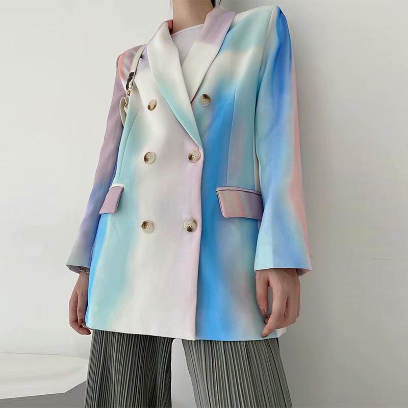 Women' Suits & Blazers Women 2023 Fashion Double Breasted Tie-dye Gradient Print Blazer Coat Vintage Long Sleeve Pockets Female Outerwear C, Yellow pink
Women' Suits & Blazers Women 2023 Fashion Double Breasted Tie-dye Gradient Print Blazer Coat Vintage Long Sleeve Pockets Female Outerwear C, Yellow pink