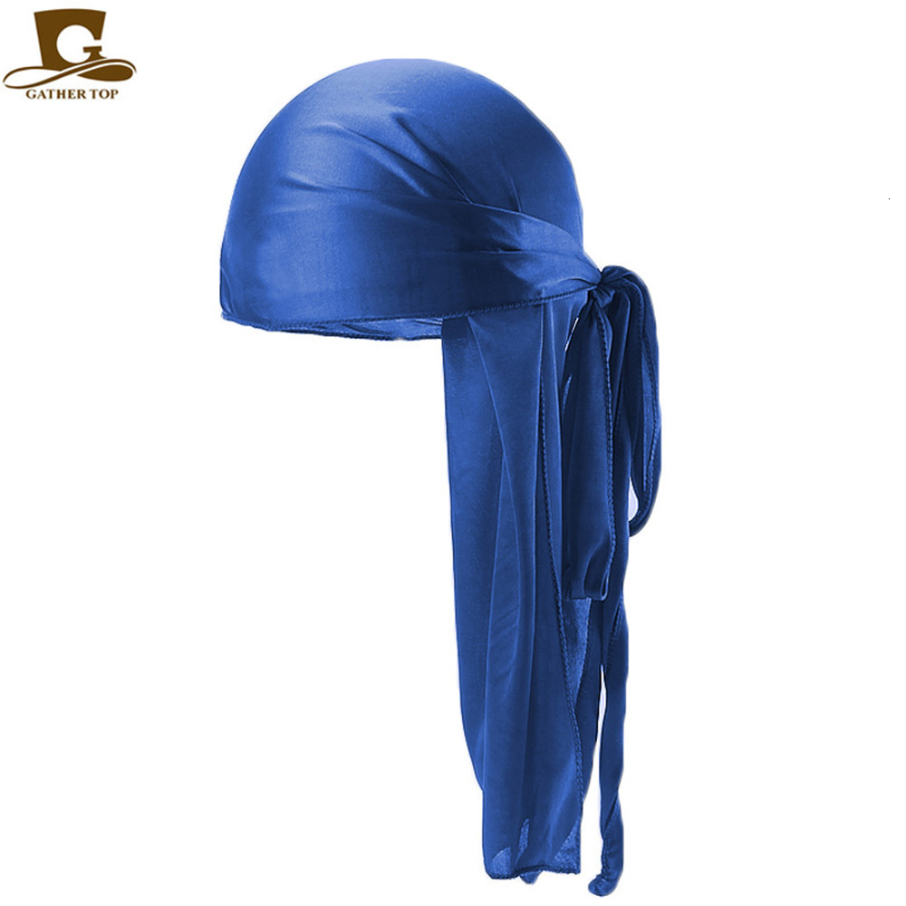 Headbands Wholesale Durag Men Solid Color Silk Durag Breathable Turban Fashion Hair Bands 13Pcspackage 230217