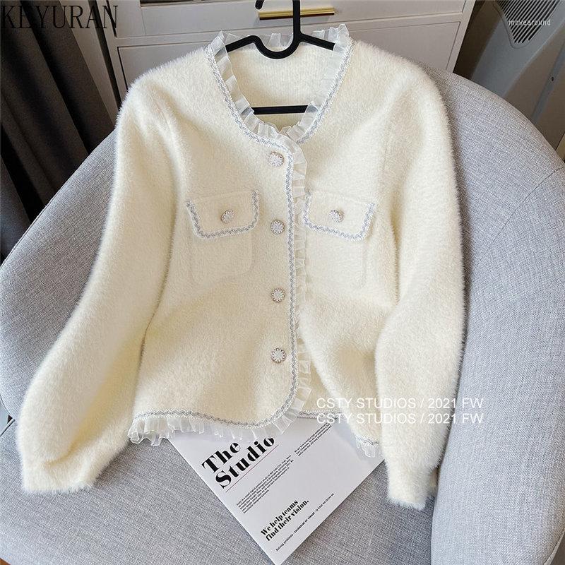 Women's Knits Ruffles Mink Cashmere Cardigan Women Autumn Winter Korean Style O-Neck Kawaii Sweater Coat Elegant Loose Long Sleeve Knitted, Black
Women's Knits Ruffles Mink Cashmere Cardigan Women Autumn Winter Korean Style O-Neck Kawaii Sweater Coat Elegant Loose Long Sleeve Knitted, Black