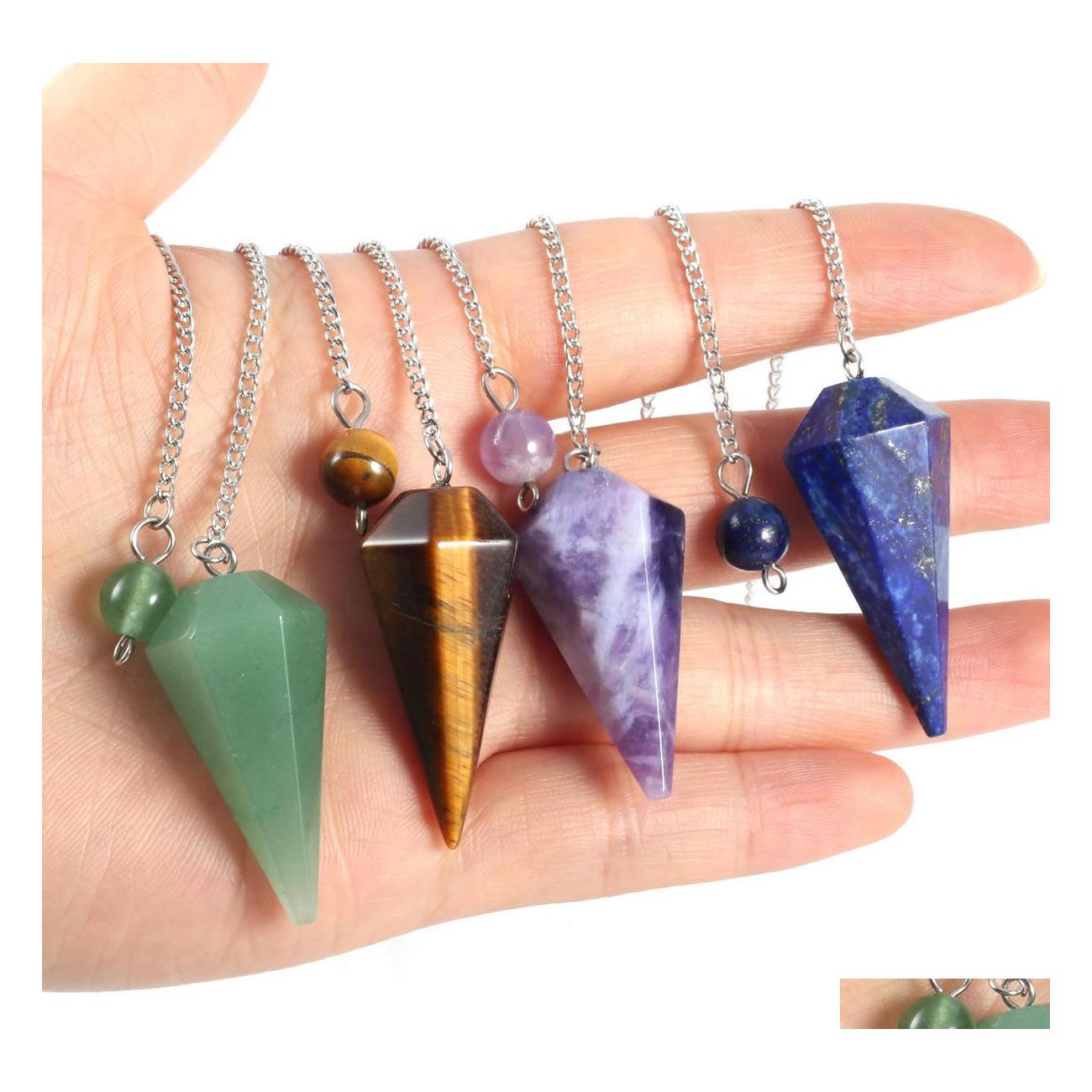 Charms Cone Reiki Healing Pendums Radiesthesia Natural Stones Pendants Amet Crystal Pendum For Men Women Pendos Necklace Drop Delive Dhynl
Charms Cone Reiki Healing Pendums Radiesthesia Natural Stones Pendants Amet Crystal Pendum For Men Women Pendos Necklace Drop Delive Dhynl