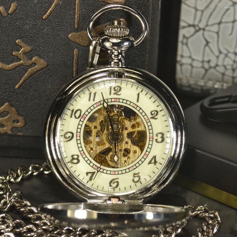 Pocket Watches TIEDAN Steampunk Luxury Fashion Antique Skeleton Mechanical Watch Men Chain Necklace Automatic & Fob, Picture shown