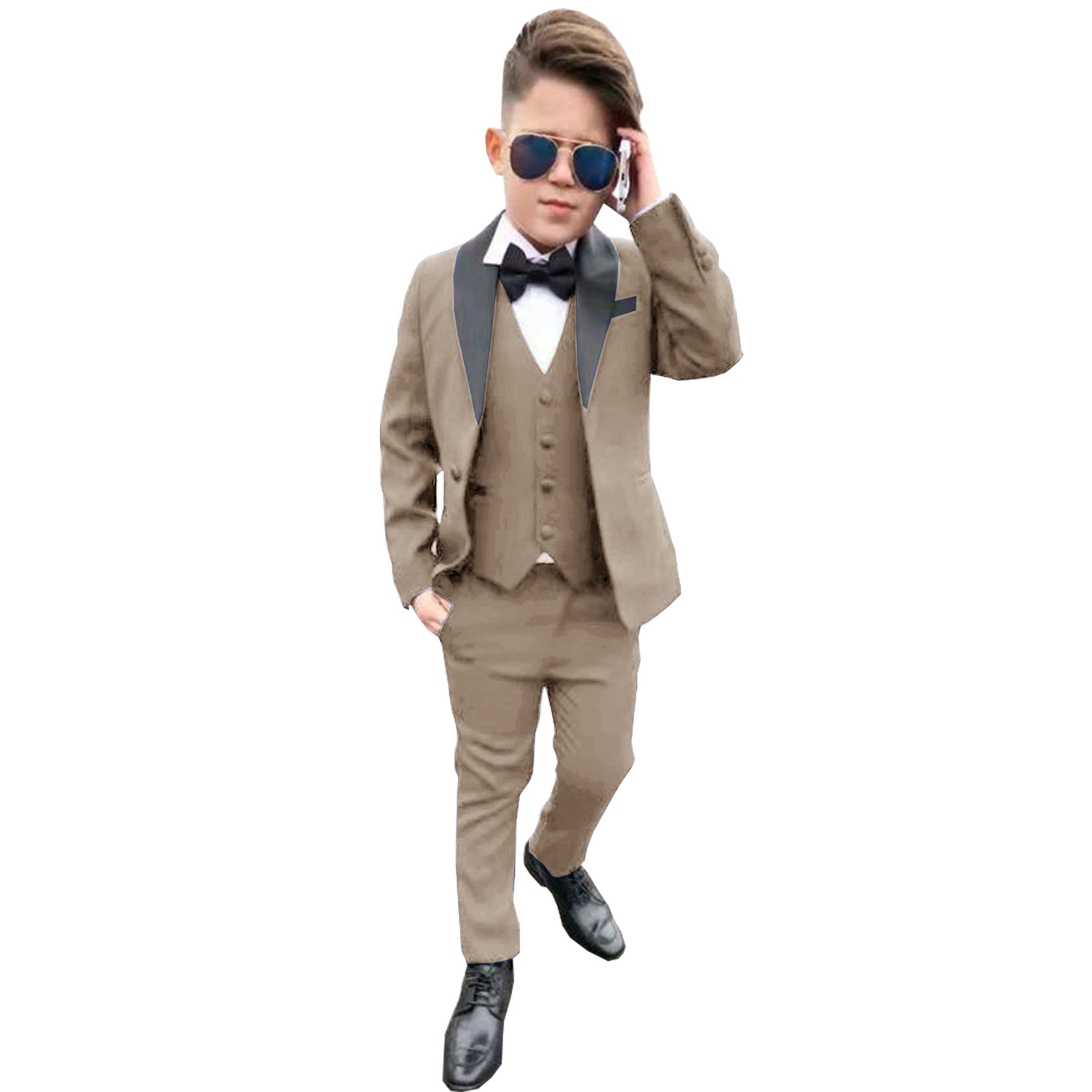 Fashion Boy Suit Formal Wedding Tuxedo Jacket Pants Vest 3 Pieces Set Kids Clothes Party Child Blazer