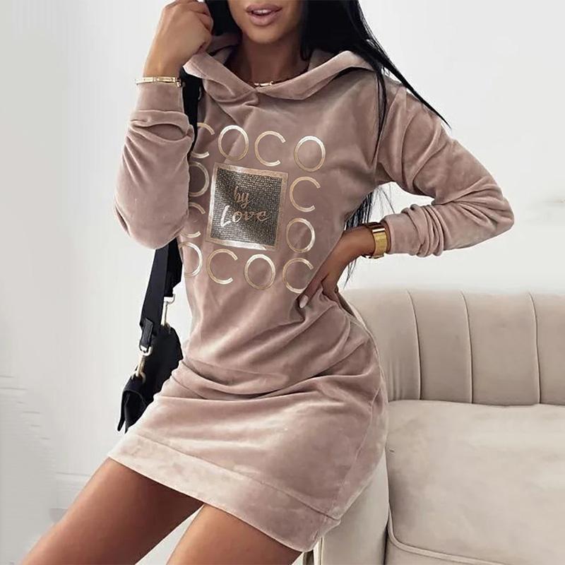 Casual Dresses Letter Print Velvet Hooded Sweatshirt Dress Women High Street Style Sport Straight Mini Long Sleeve Streetwear Fall Winter, Leopard gray
Casual Dresses Letter Print Velvet Hooded Sweatshirt Dress Women High Street Style Sport Straight Mini Long Sleeve Streetwear Fall Winter, Leopard gray