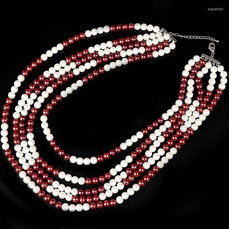 Chains Pearl Necklace Red And White 8mm Round Beads Multilayer Imitation Pearls 18-23inch Fit Valentine's Day Gifts H180
Chains Pearl Necklace Red And White 8mm Round Beads Multilayer Imitation Pearls 18-23inch Fit Valentine's Day Gifts H180