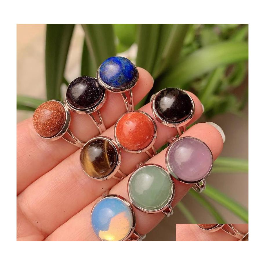 Solitaire Ring 10Mm 12Mm Natural Stone Rings Open Adjustable Aventurine Lapsi Turquoise Tiger Eye Amethysts Pink Quartz Crystal Wome Dhkps
Solitaire Ring 10Mm 12Mm Natural Stone Rings Open Adjustable Aventurine Lapsi Turquoise Tiger Eye Amethysts Pink Quartz Crystal Wome Dhkps