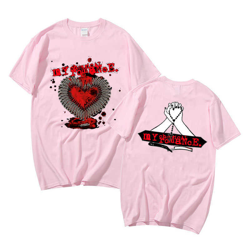 Men's T-Shirts Rock Band Male Black Casual Short Sleeve Tees My Chemical Romance Heart Bullets Tshirt Men Women Oversized Hip Hop Tshirt Tops J23