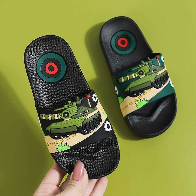 Slipper Summer Cartoon Tank Children's Slippers For Boys Girls Slippers Pvc Home Flip Flops Non-slip Big Kids Beach Sandals 3-14 Years W0217