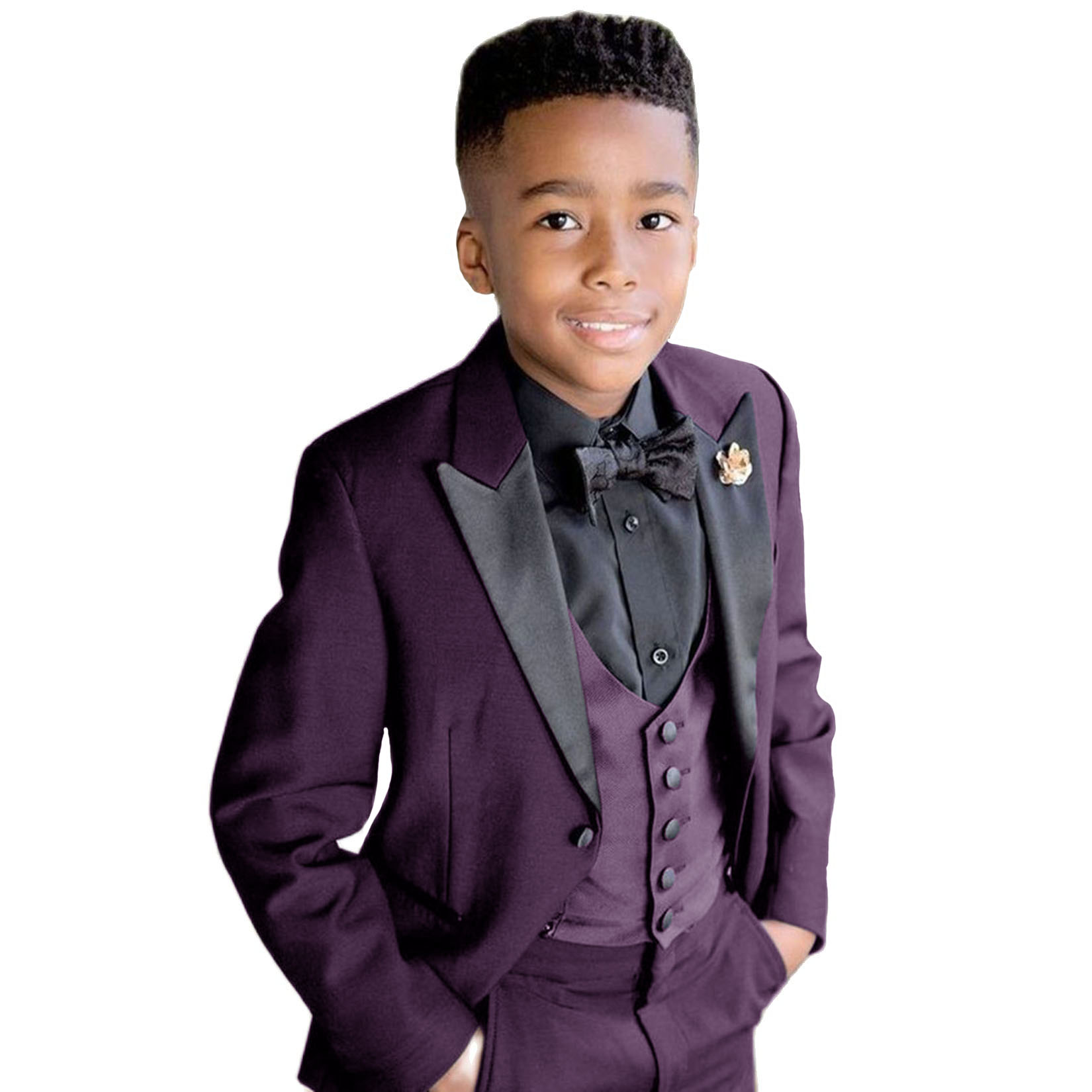 Boys Suit Wedding Jacket Pants Vest Three-piece Set Kids Shawl Collar Blazer 3-16 Years Old Custom Outfit
