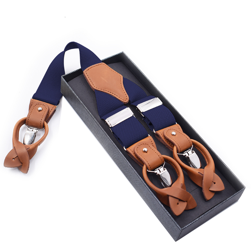 Suspenders Man's Fashion Braces Genuine Leather Suspensorio Trousers Strap FatherHusband's Gift 35120cm 230217