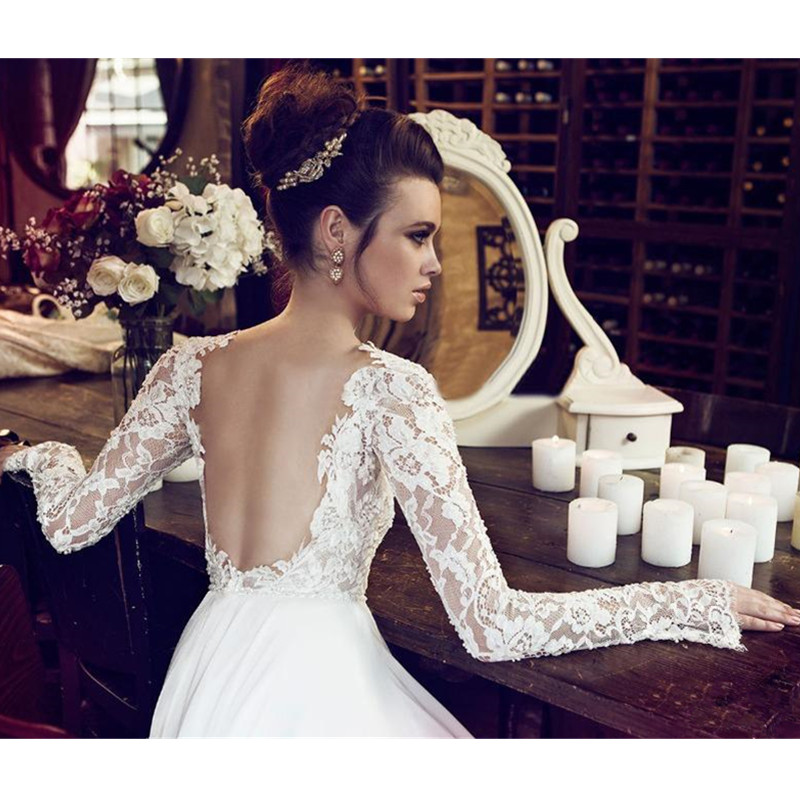 Berta Sexy A Line Weeding Dresses Deep V Neck Lace Appliques Top Quality Lace Floor Length Bridal Gowns Custom Made