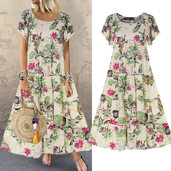 Casual Dresses Summer Maxi Dress Women' Vintage Floral Printed Loose Sundress Short Sleeve Beach Party Boho Long Robe Vestidos 230217, Orange
Casual Dresses Summer Maxi Dress Women' Vintage Floral Printed Loose Sundress Short Sleeve Beach Party Boho Long Robe Vestidos 230217, Orange
