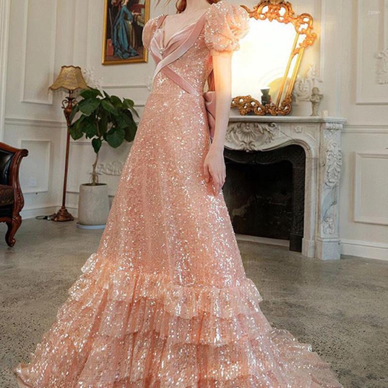 Party Dresses Illusion Pink Short Sleeves Bridal Wedding Dress Ball Gown Prom Bow Floor Length Court Celebrity Banquet
Party Dresses Illusion Pink Short Sleeves Bridal Wedding Dress Ball Gown Prom Bow Floor Length Court Celebrity Banquet