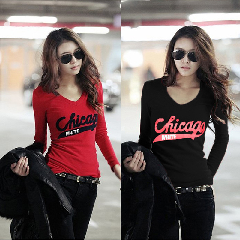 2021 Spring and Autumn Letter Printing Leisure Slim T-shirt Slim V-neck Long Sleeve Backing Women's Student Leisure, Black
2021 Spring and Autumn Letter Printing Leisure Slim T-shirt Slim V-neck Long Sleeve Backing Women's Student Leisure, Black