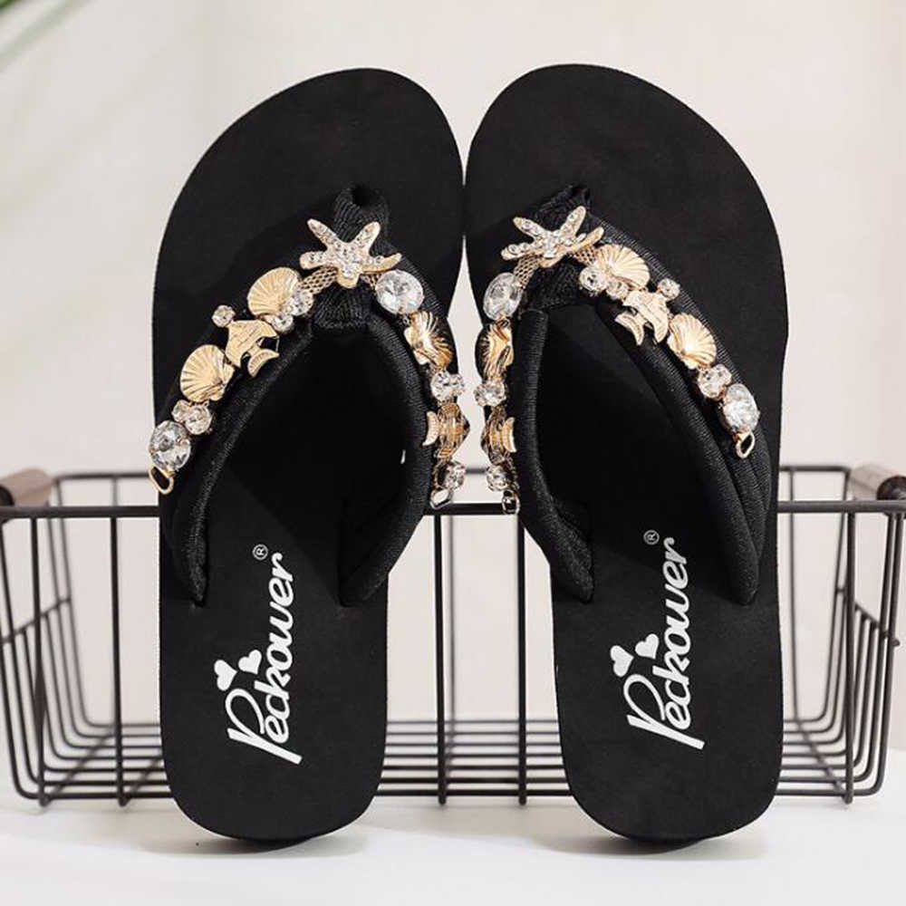 Slipper Children Beach Flip Flops Summer Outdoor Slippers Sandals Parent-child Fashion Metal decoration Slippers Girl Footwear sh273 W0217