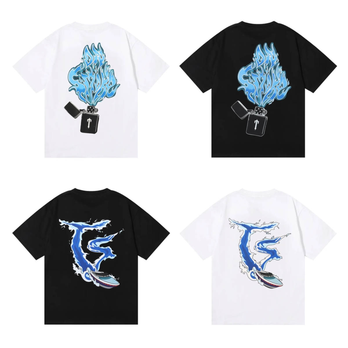 NEW Trapstar Mens Lighter Blue Flame T-shirt Speedboat Spray Print t shirts High Quality 100% Cotton Women Loose Casual Short Sleeved
NEW Trapstar Mens Lighter Blue Flame T-shirt Speedboat Spray Print t shirts High Quality 100% Cotton Women Loose Casual Short Sleeved