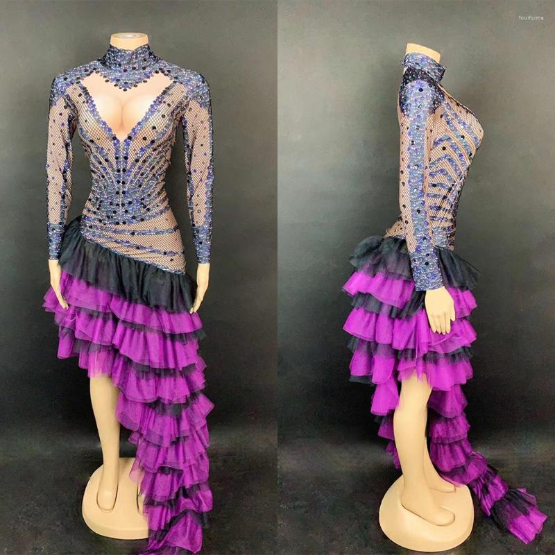 Stage Wear Sparkling Sequined Mesh Transparent Asymmetrical Women Dress Long Trailing Ruffle Sknny Elastic Evening Prom Outfit, Purple
Stage Wear Sparkling Sequined Mesh Transparent Asymmetrical Women Dress Long Trailing Ruffle Sknny Elastic Evening Prom Outfit, Purple