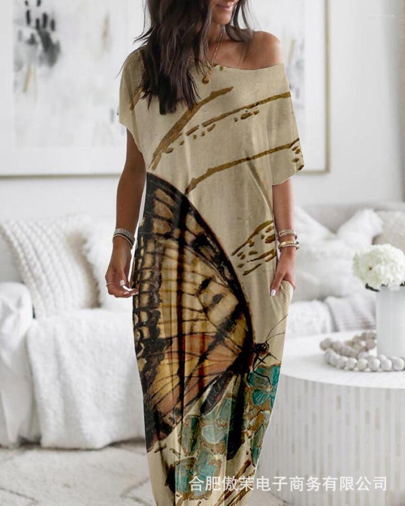 Casual Dresses Butterfly Print Pocket Design Dress Long Loose Spring Summer Slash Neck Maxi Vestidos Boho Streetwear, Beige
Casual Dresses Butterfly Print Pocket Design Dress Long Loose Spring Summer Slash Neck Maxi Vestidos Boho Streetwear, Beige