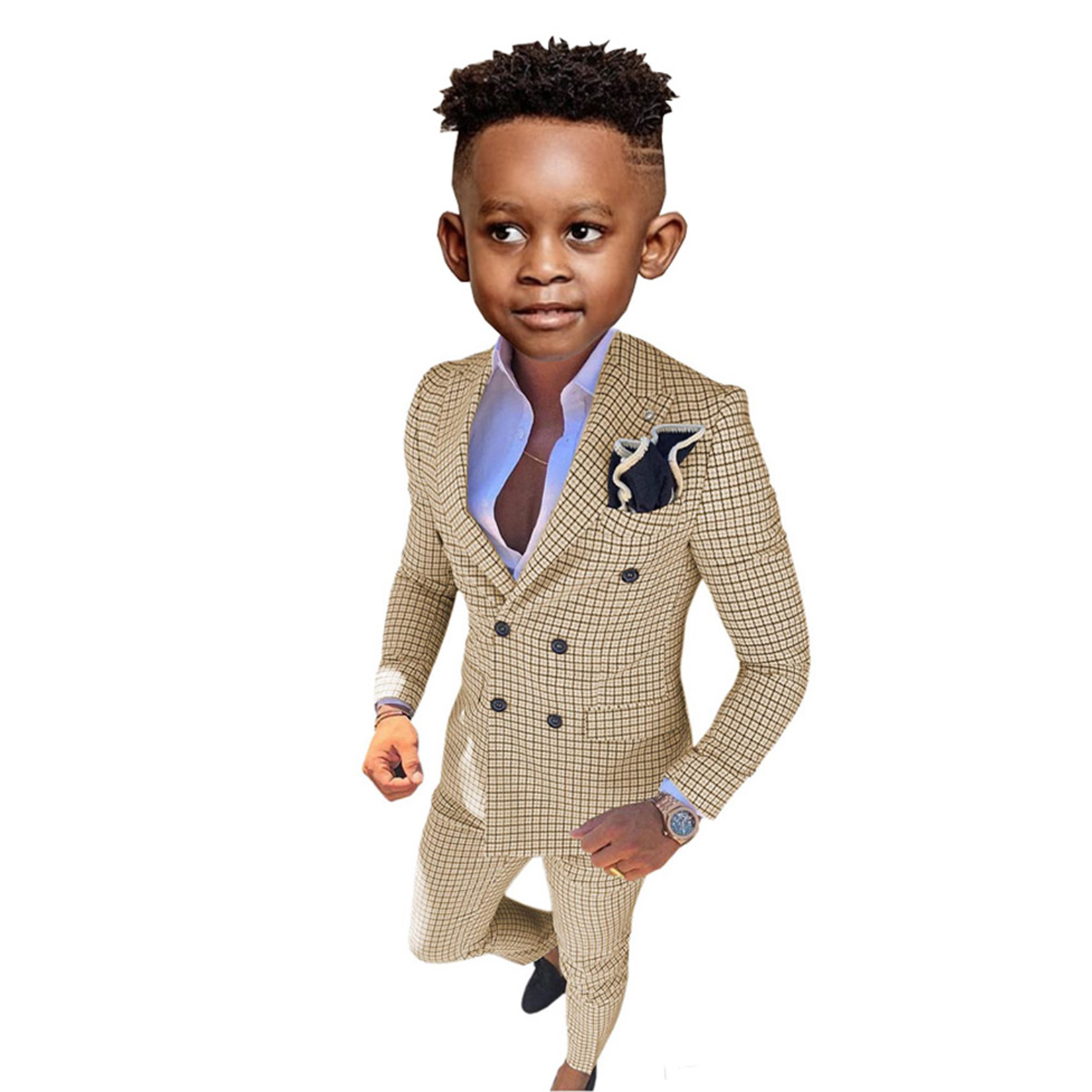 Formal Boy's Suit Wedding Wear Kids Jacket Pants 2-piece Set Child Suits Fashion Double Breasted Blazer Children Tuxedo Clothes