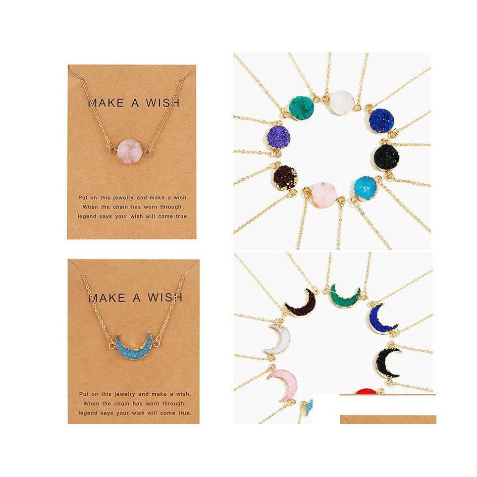 Pendant Necklaces Make A Wish Card Druzy Drusy Women Resin Crescent Handmade Gold Chains For Female Christmas Party Birthday Gift Dr Dh7Qo
Pendant Necklaces Make A Wish Card Druzy Drusy Women Resin Crescent Handmade Gold Chains For Female Christmas Party Birthday Gift Dr Dh7Qo