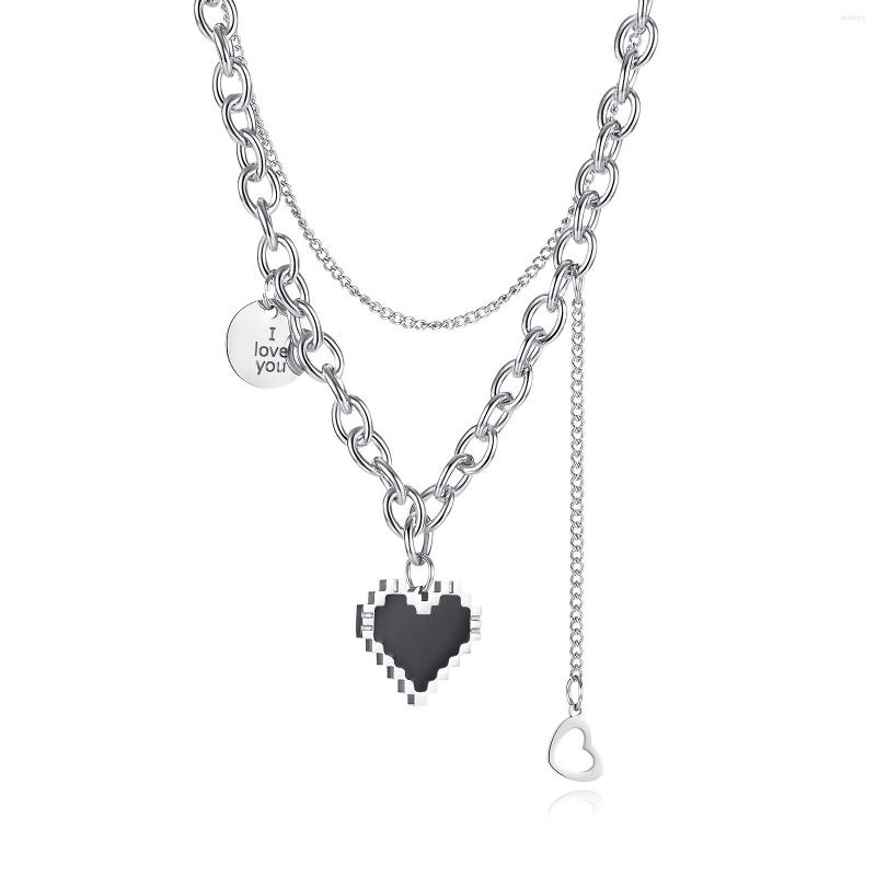 Chains Drop Jewelry Creative Personality Black Mosaic Love Ins Hip Hop Double Titanium Steel Necklace For Women
Chains Drop Jewelry Creative Personality Black Mosaic Love Ins Hip Hop Double Titanium Steel Necklace For Women