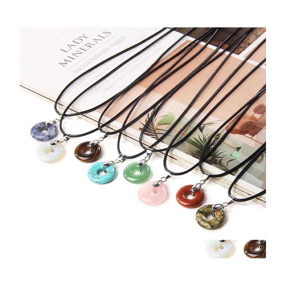 Pendant Necklaces Reiki Natural Stone Peace Buckle Quartz Crystal Turquoises Tiger Eye Opal Aventurine Donuts Leather Chains Necklac Dhxas
Pendant Necklaces Reiki Natural Stone Peace Buckle Quartz Crystal Turquoises Tiger Eye Opal Aventurine Donuts Leather Chains Necklac Dhxas