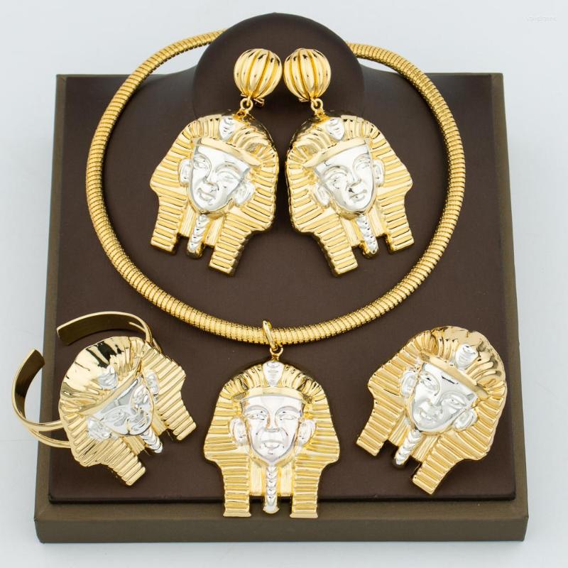 Necklace Earrings Set Dubai Golden Color Jewelry Pendant And Bangle Ring Party For Bridal Weddings Vintage African, Picture shown
Necklace Earrings Set Dubai Golden Color Jewelry Pendant And Bangle Ring Party For Bridal Weddings Vintage African, Picture shown