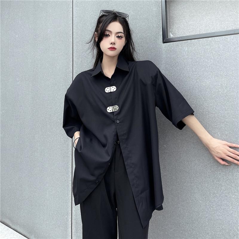 Women's Blouses 2023 Fashion Double Locks Y2k Short Sleeve Shirts Corset Top Blusas Mujer De Moda, Black
Women's Blouses 2023 Fashion Double Locks Y2k Short Sleeve Shirts Corset Top Blusas Mujer De Moda, Black