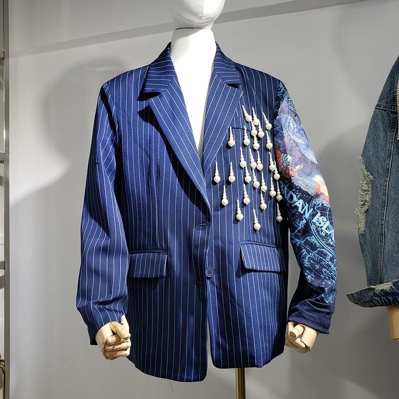 Women's Suits & Blazers Style Korean Womens Elegant Stripe Pearls Tassel Printing Design Fashion Single Breasted Pockets Notched Casual Loos, Picture shown
Women's Suits & Blazers Style Korean Womens Elegant Stripe Pearls Tassel Printing Design Fashion Single Breasted Pockets Notched Casual Loos, Picture shown