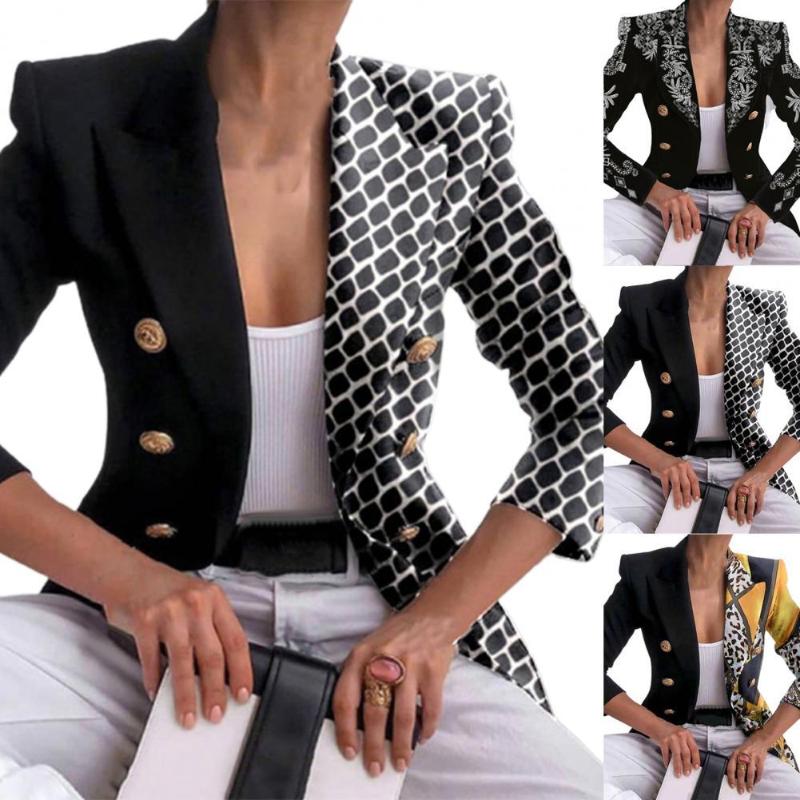 Women's Suits & Blazers Fashion Turn-Down Collar Women Blazer Print Double Breasted Autumn Winter Lapel Long Sleeve Slim Jacket For Office, Yellow
Women's Suits & Blazers Fashion Turn-Down Collar Women Blazer Print Double Breasted Autumn Winter Lapel Long Sleeve Slim Jacket For Office, Yellow