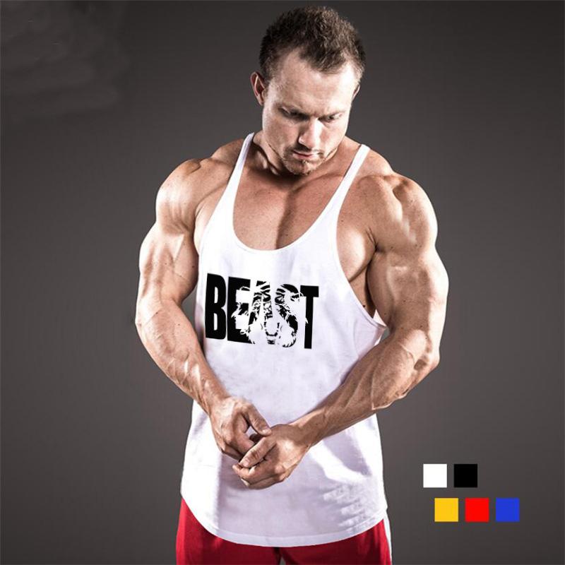 

Men's Tank Tops Summer Gym Stringer Singlets Clothing Muscle Bodybuilding Sleeveless Shirt Y Back Sporting Top Men Fitness Vest, Black