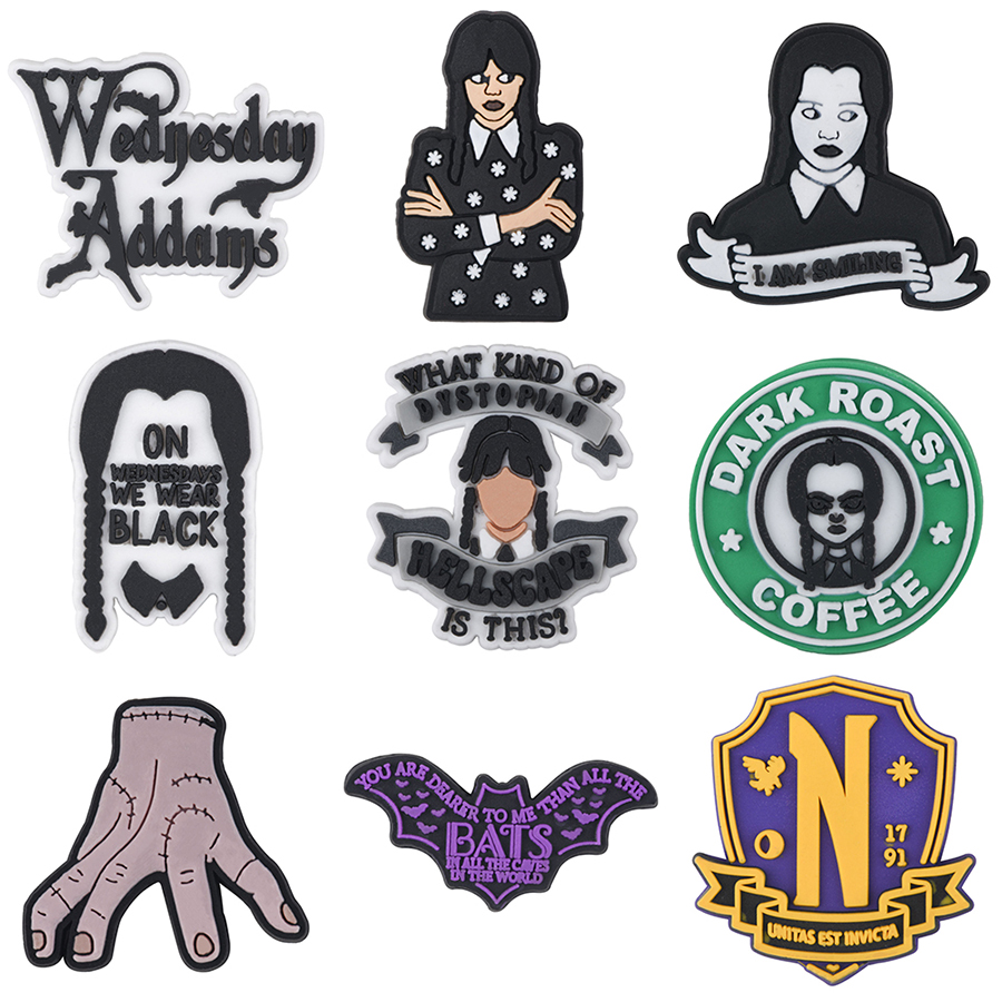 Wholesale Wednesday Addams Croc charms, Addams Family Shoe Charms for Croc for Unisex Kids Teen Adulty Party Gifts Ideal
Wholesale Wednesday Addams Croc charms, Addams Family Shoe Charms for Croc for Unisex Kids Teen Adulty Party Gifts Ideal