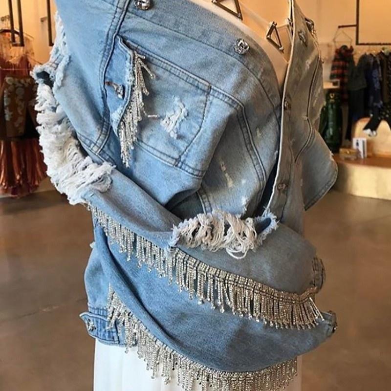 Women' Jackets Gems Women Beadings Tassel Short Basic Denim Jacket Autumn Winter Long Sleeve Ripped Hole Oversize Jeans Coats Top OutwearWo, Blue
Women' Jackets Gems Women Beadings Tassel Short Basic Denim Jacket Autumn Winter Long Sleeve Ripped Hole Oversize Jeans Coats Top OutwearWo, Blue