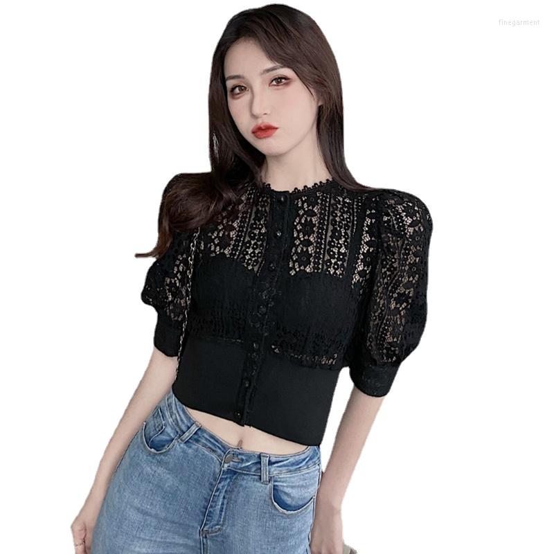 Women' Blouses In The Summer Of 2023 Ladies' Openwork Lace Shirt French Temperament Short Sleeve Solid Color Women' Dress, Black
Women' Blouses In The Summer Of 2023 Ladies' Openwork Lace Shirt French Temperament Short Sleeve Solid Color Women' Dress, Black